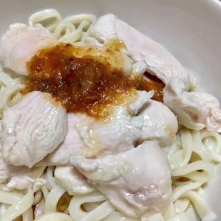 鶏むね肉の梅うどん♪